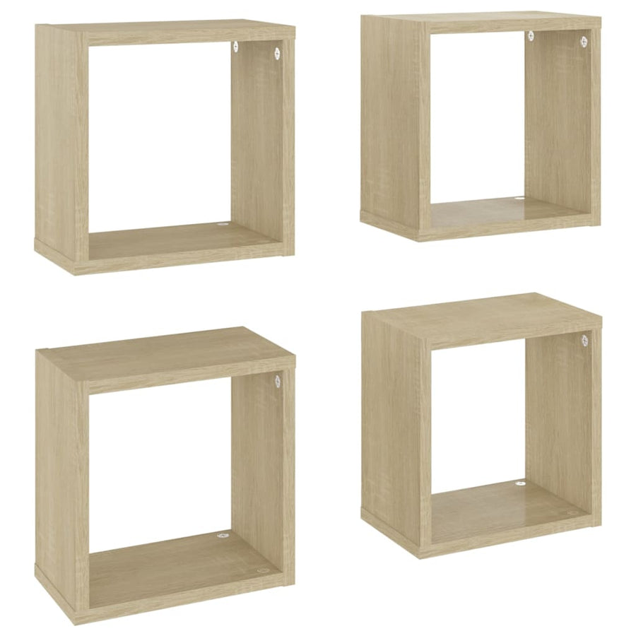 Wandschappen kubus 4 st 26x15x26 cm sonoma eikenkleurig