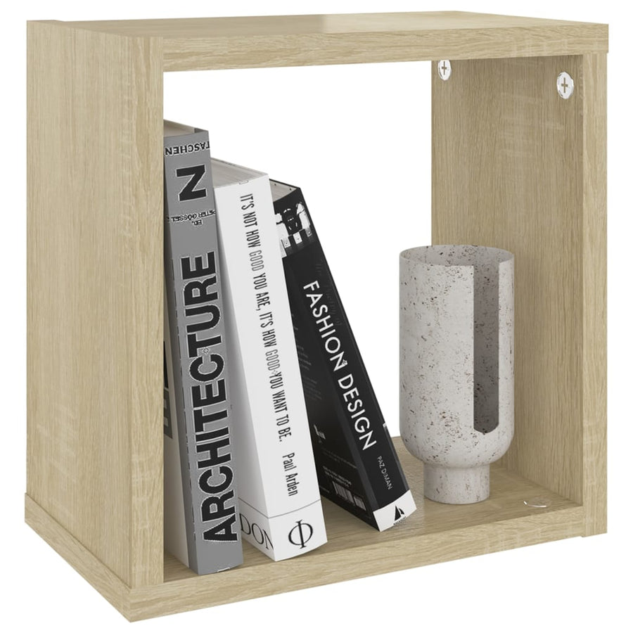 Wandschappen kubus 4 st 26x15x26 cm sonoma eikenkleurig