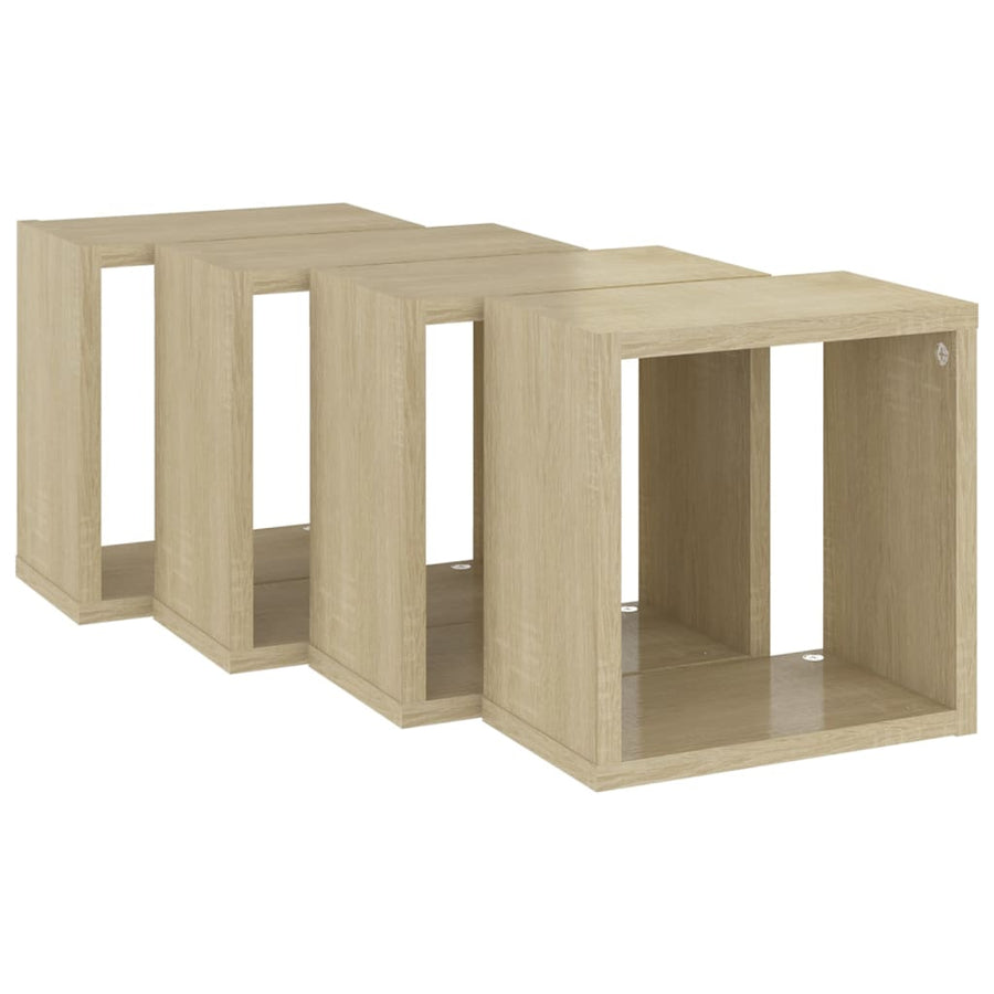 Wandschappen kubus 4 st 26x15x26 cm sonoma eikenkleurig