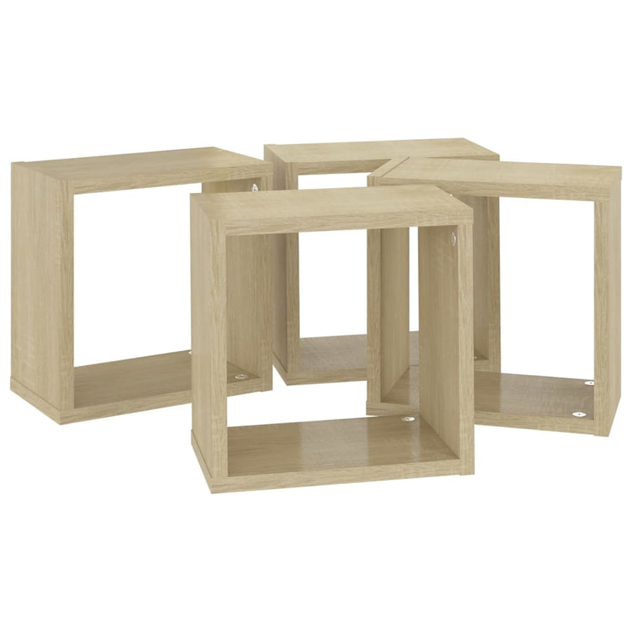 Wandschappen kubus 4 st 26x15x26 cm sonoma eikenkleurig
