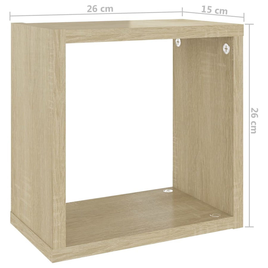 Wandschappen kubus 4 st 26x15x26 cm sonoma eikenkleurig
