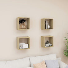Wandschappen kubus 4 st 26x15x26 cm sonoma eikenkleurig
