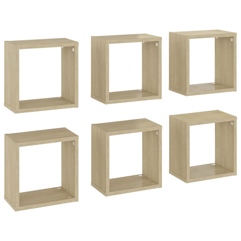 Wandschappen kubus 6 st 26x15x26 cm sonoma eikenkleurig