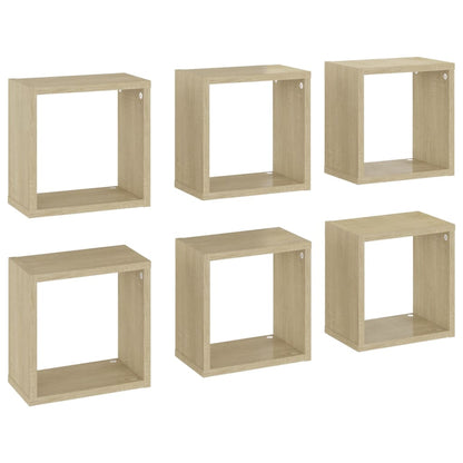 Wandschappen kubus 6 st 26x15x26 cm sonoma eikenkleurig
