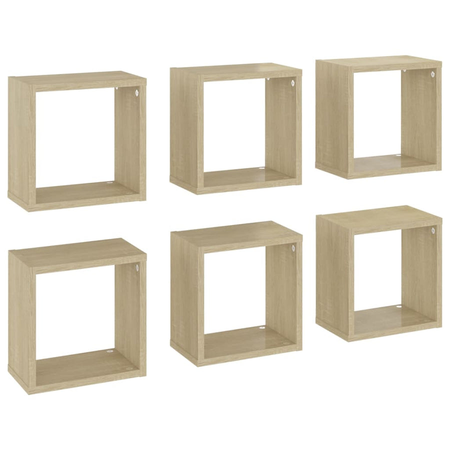 Wandschappen kubus 6 st 26x15x26 cm sonoma eikenkleurig