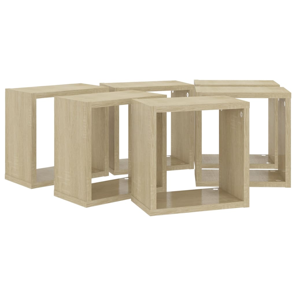 Wandschappen kubus 6 st 26x15x26 cm sonoma eikenkleurig