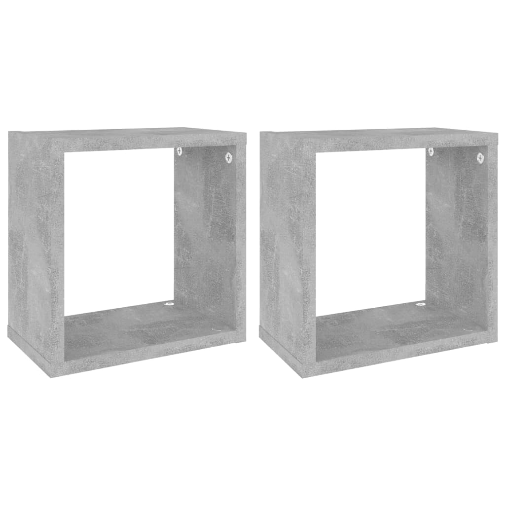 Wandschappen kubus 2 st 26x15x26 cm betongrijs
