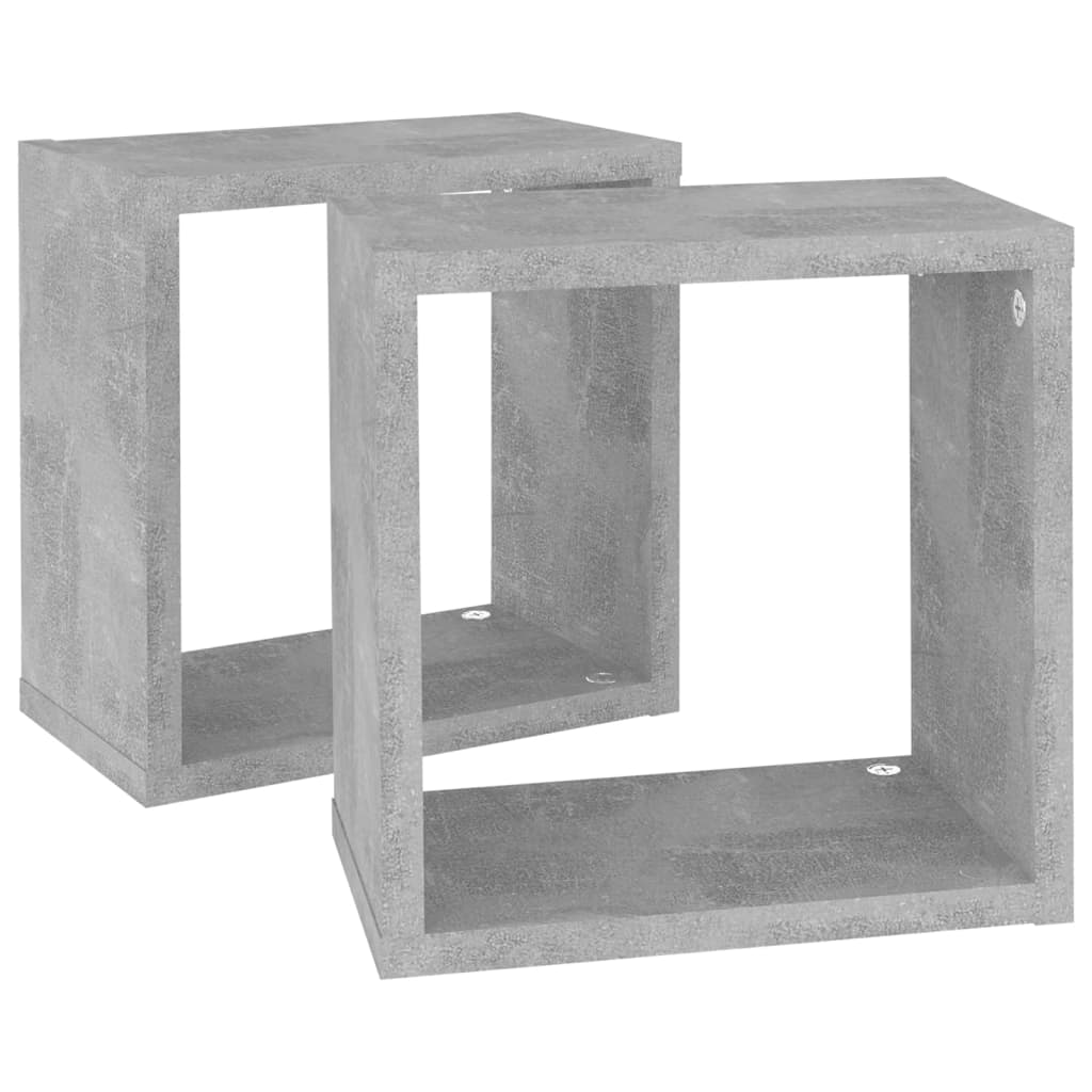 Wandschappen kubus 2 st 26x15x26 cm betongrijs