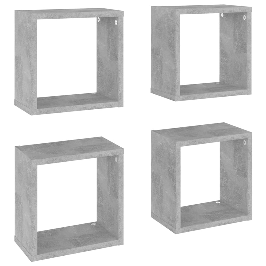 Wandschappen kubus 4 st 26x15x26 cm betongrijs