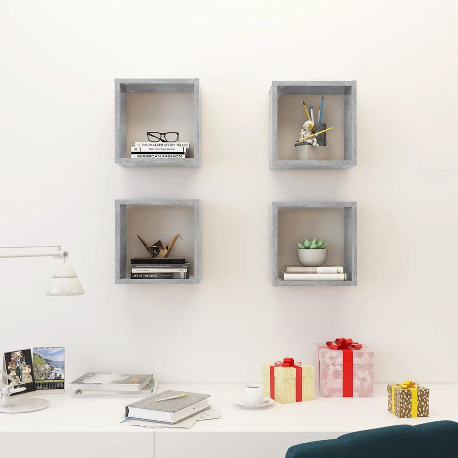 Wandschappen kubus 4 st 26x15x26 cm betongrijs