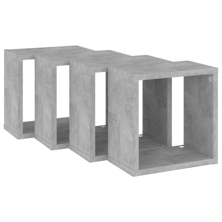 Wandschappen kubus 4 st 26x15x26 cm betongrijs
