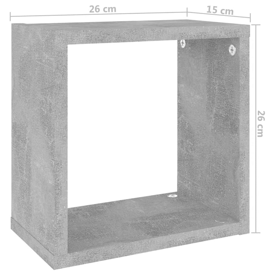 Wandschappen kubus 4 st 26x15x26 cm betongrijs
