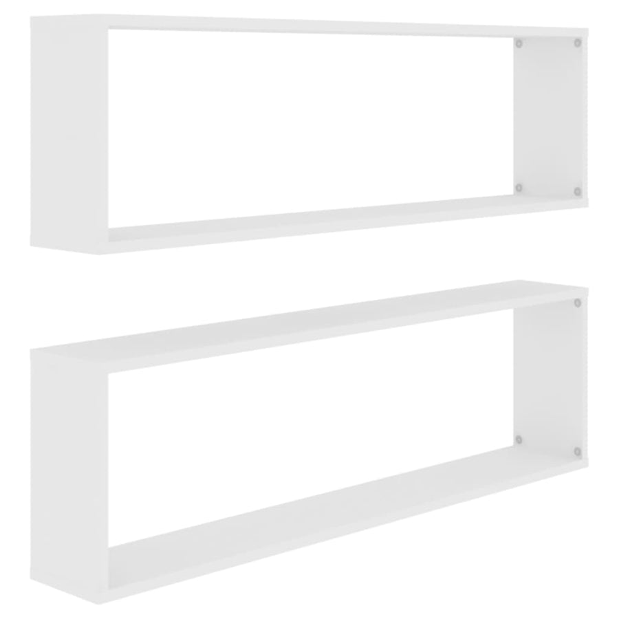 Wandschappen kubus 2 st 100x15x30 cm bewerkt hout wit 2 100 x 15 x 30 cm