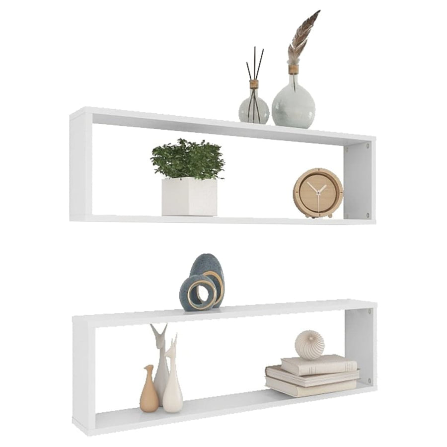 Wandschappen kubus 2 st 100x15x30 cm bewerkt hout wit 2 100 x 15 x 30 cm