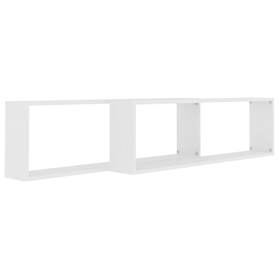 Wandschappen kubus 2 st 100x15x30 cm bewerkt hout wit 2 100 x 15 x 30 cm