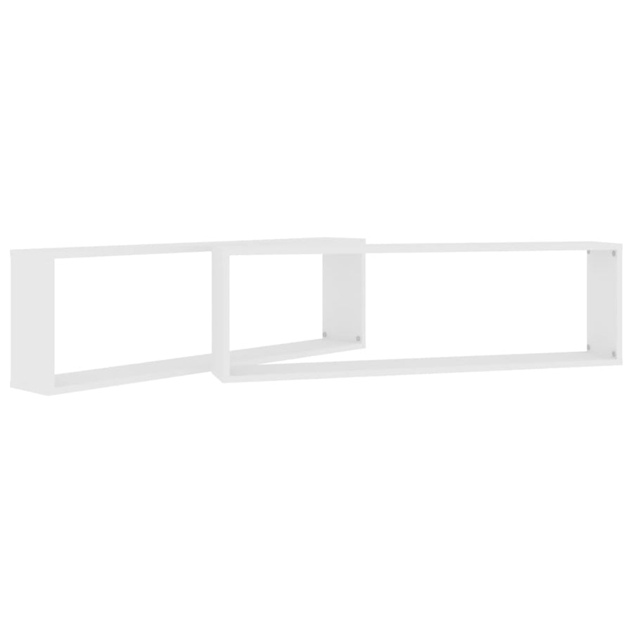 Wandschappen kubus 2 st 100x15x30 cm bewerkt hout wit 2 100 x 15 x 30 cm