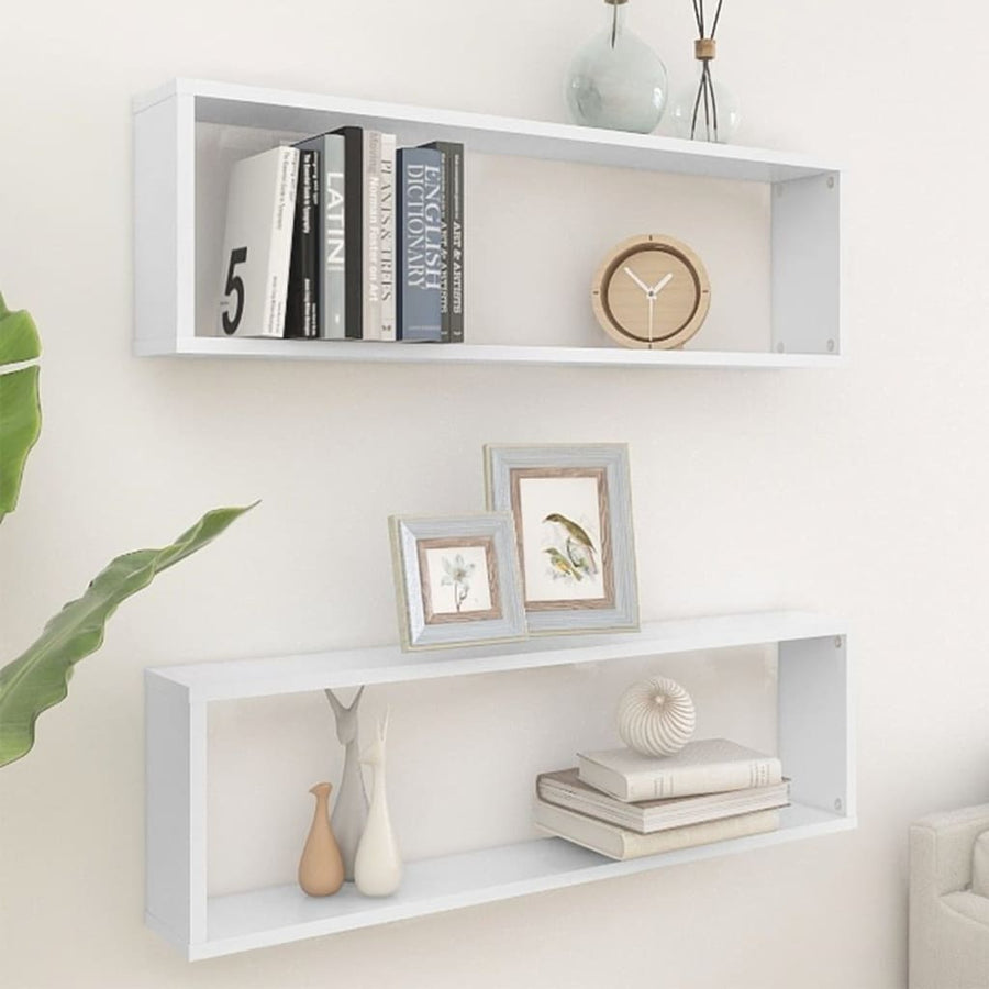 Wandschappen kubus 2 st 100x15x30 cm bewerkt hout wit 2 100 x 15 x 30 cm