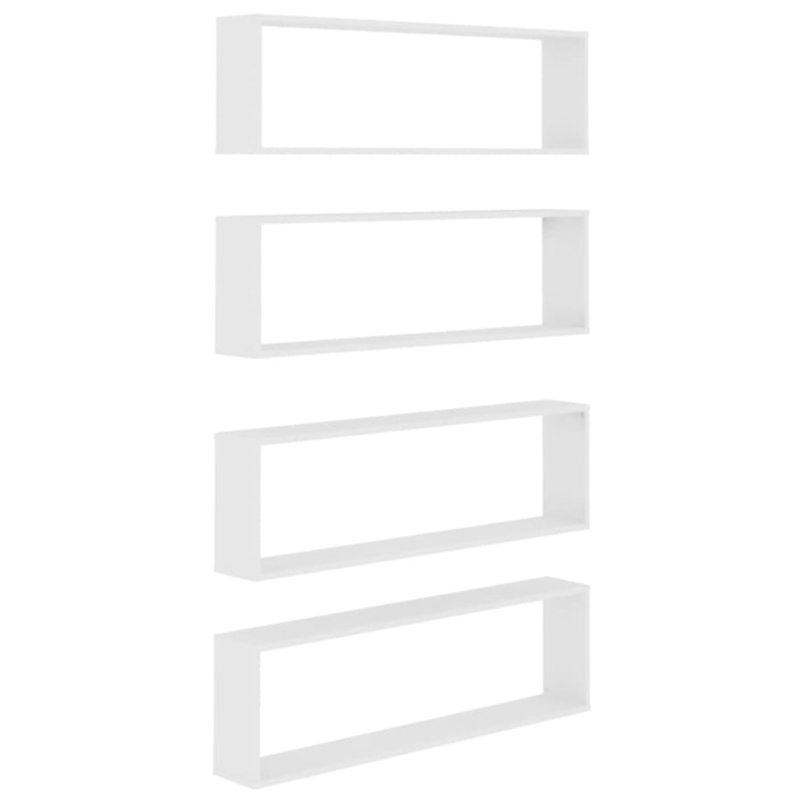 Wandschappen kubus 4 st 100x15x30 cm bewerkt hout wit 4 100 x 15 x 30 cm