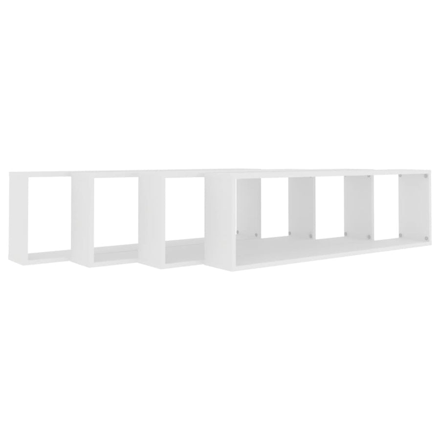 Wandschappen kubus 4 st 100x15x30 cm bewerkt hout wit 4 100 x 15 x 30 cm