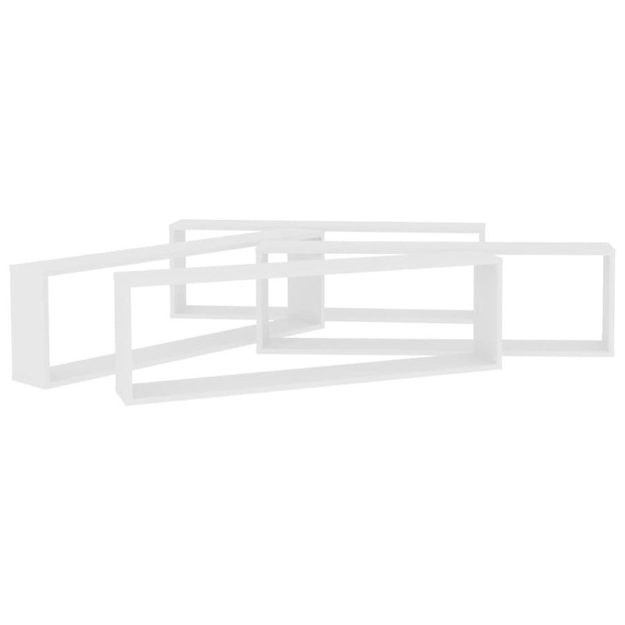 Wandschappen kubus 4 st 100x15x30 cm bewerkt hout wit 4 100 x 15 x 30 cm