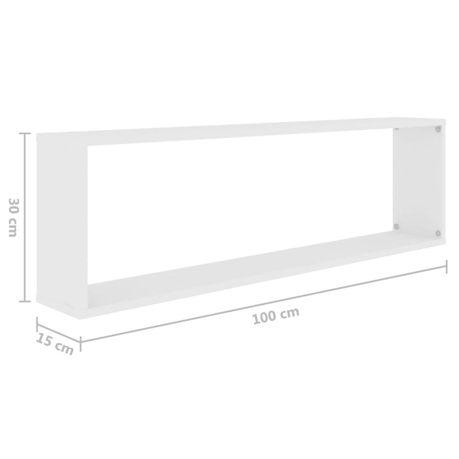 Wandschappen kubus 4 st 100x15x30 cm bewerkt hout wit 4 100 x 15 x 30 cm