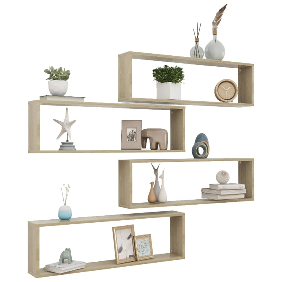 Wandschappen Kubus Spaanplaat Sonoma Eiken 4 100 x 15 x 30 cm