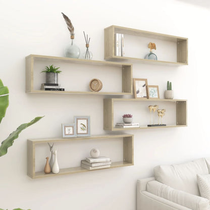 Wandschappen Kubus Spaanplaat Sonoma Eiken 4 100 x 15 x 30 cm