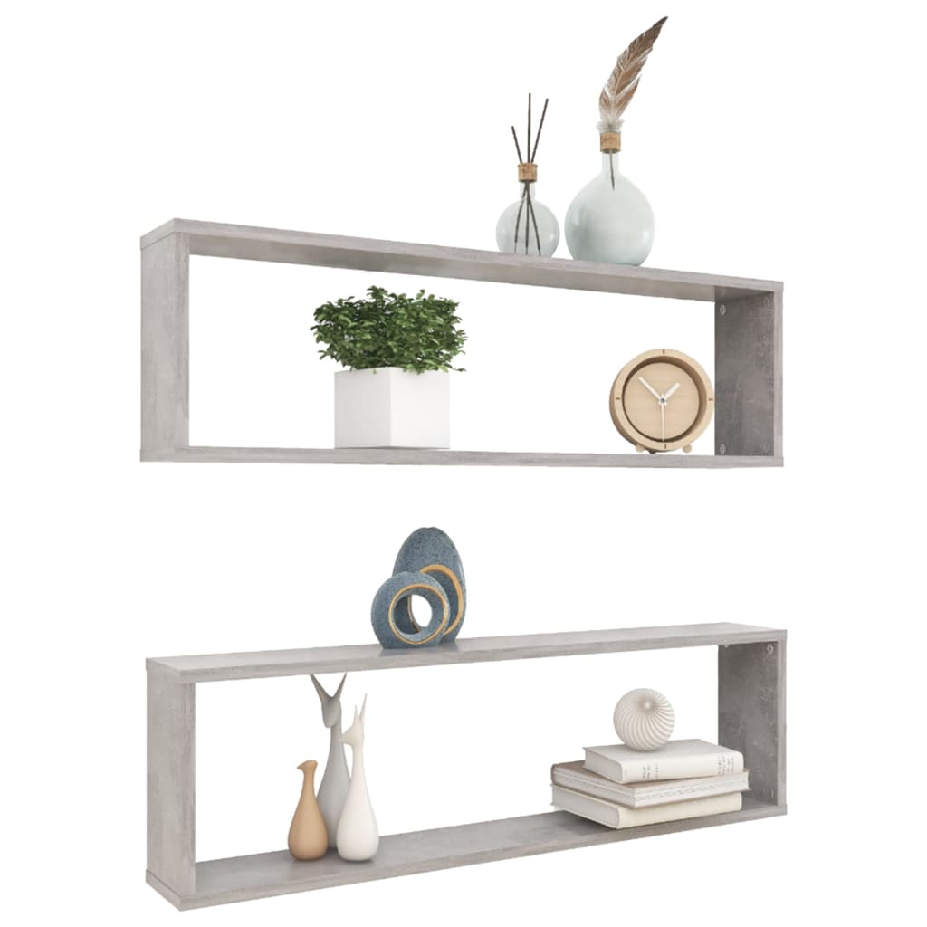 Wandschappen Kubus Spaanplaat Betongrijs 2 100 x 15 x 30 cm