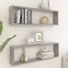 Wandschappen kubus 2 st 100x15x30 cm bewerkt hout betongrijs