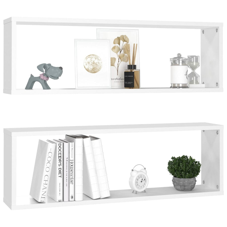Wandschappen Kubus 80X15X6,5 Cm Spaanplaat Wit 2 80 x 15 x 26.5 cm