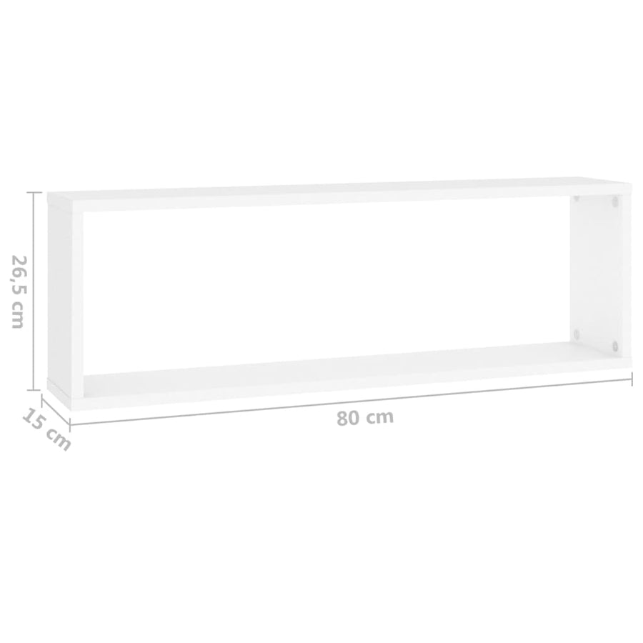 Wandschappen Kubus 80X15X6,5 Cm Spaanplaat Wit 2 80 x 15 x 26.5 cm