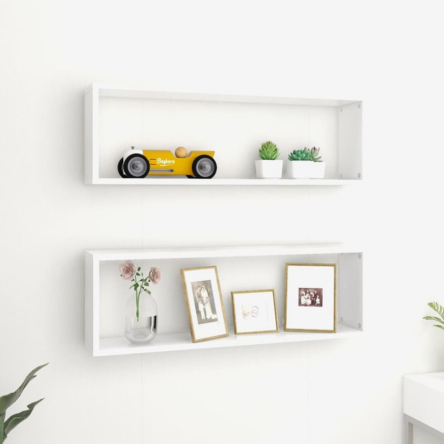 Wandschappen Kubus 80X15X6,5 Cm Spaanplaat Wit 2 80 x 15 x 26.5 cm