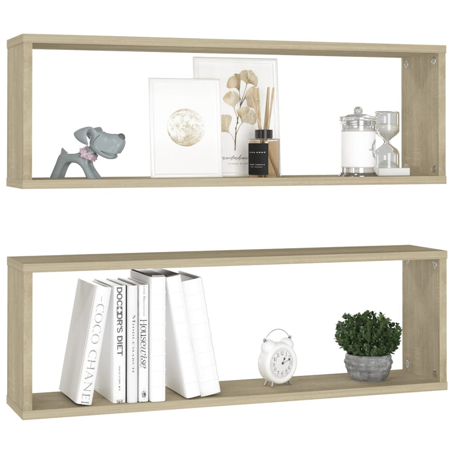 Wandschappen Kubus 80X15X6,5 Cm Spaanplaat Sonoma Eiken 2 80 x 15 x 26.5 cm
