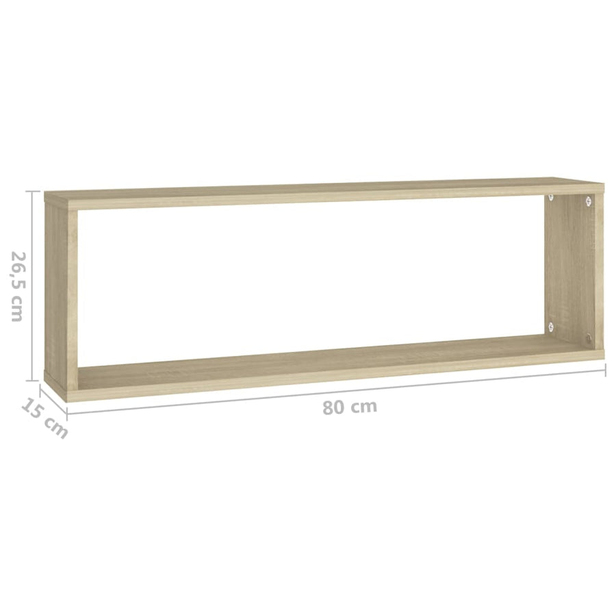 Wandschappen Kubus 80X15X6,5 Cm Spaanplaat Sonoma Eiken 2 80 x 15 x 26.5 cm