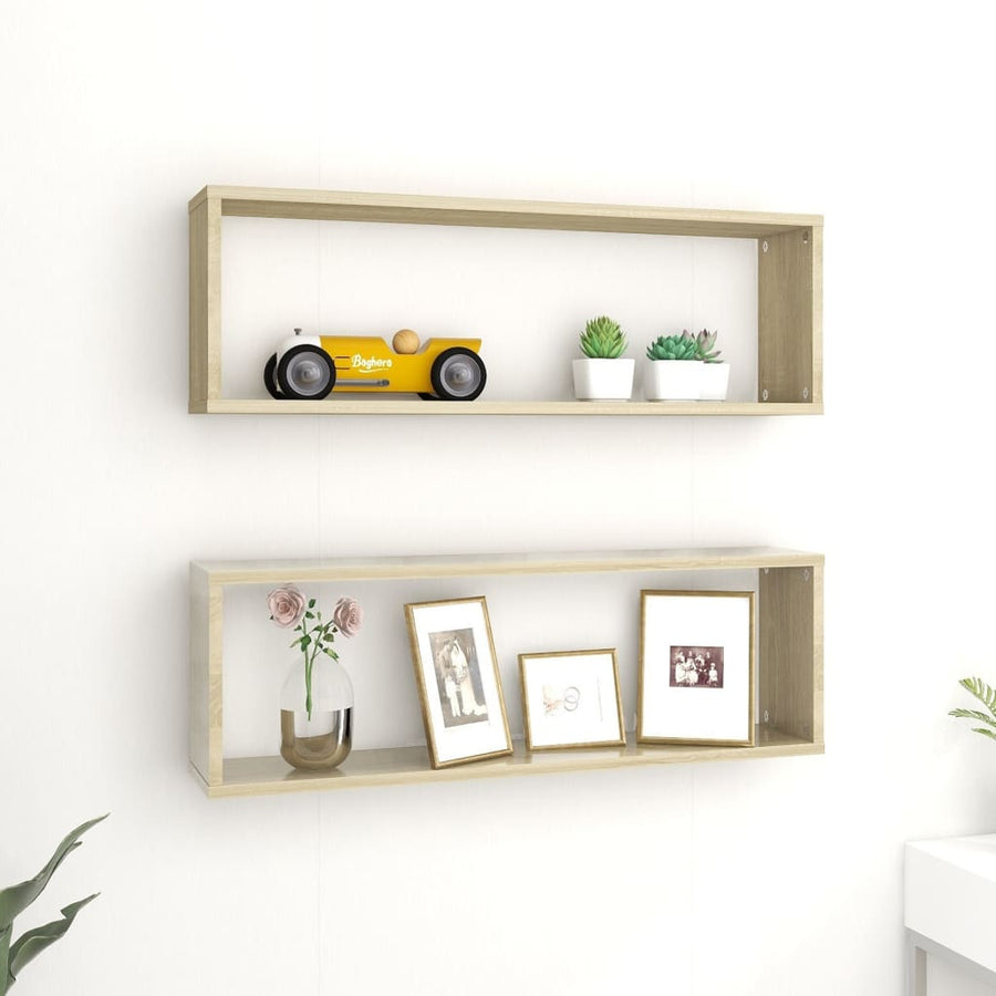 Wandschappen Kubus 80X15X6,5 Cm Spaanplaat Sonoma Eiken 2 80 x 15 x 26.5 cm