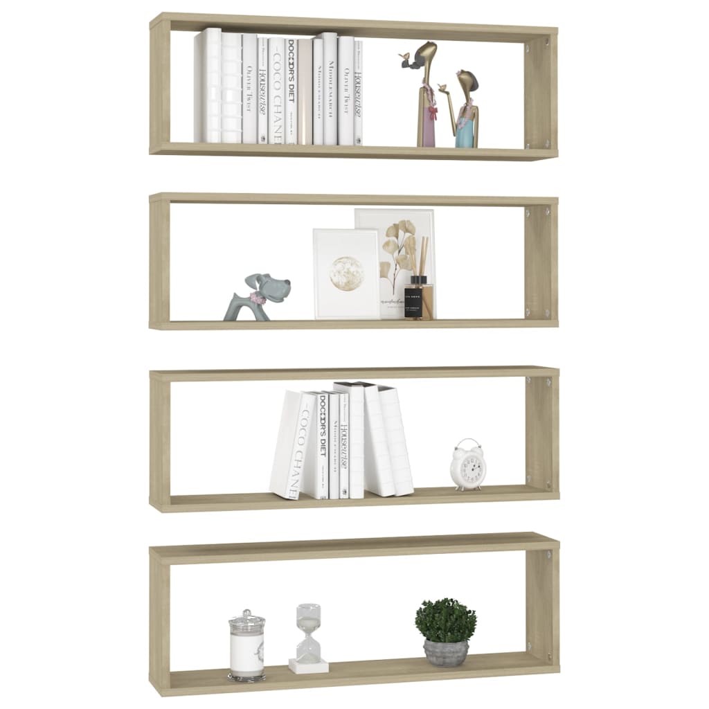 Wandschappen Kubus 80X15X26,5 Cm Spaanplaat Sonoma Eiken 4 80 x 15 x 26.5 cm