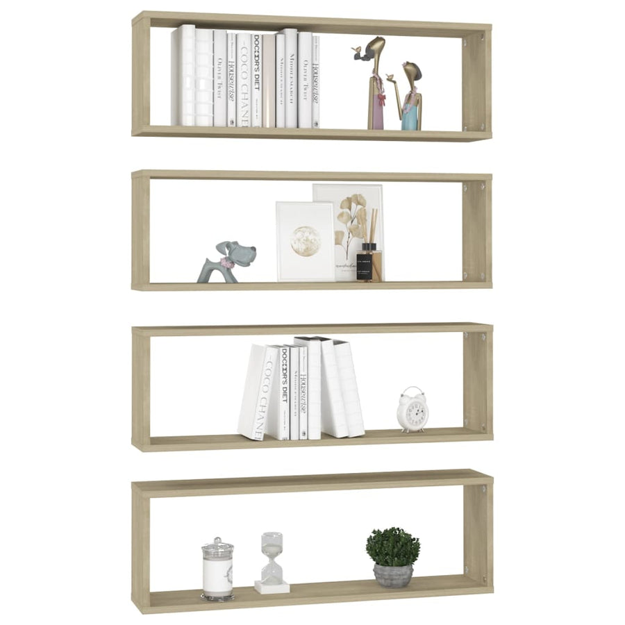 Wandschappen Kubus 80X15X26,5 Cm Spaanplaat Sonoma Eiken 4 80 x 15 x 26.5 cm