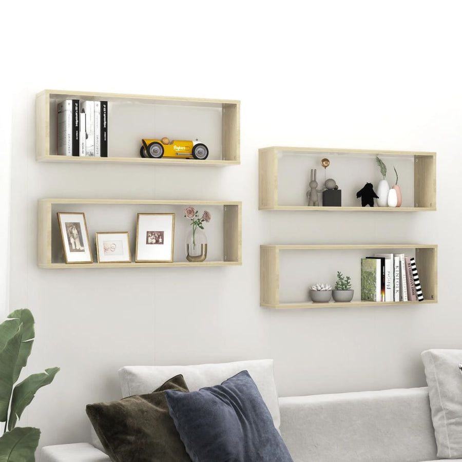 Wandschappen Kubus 80X15X26,5 Cm Spaanplaat Sonoma Eiken 4 80 x 15 x 26.5 cm