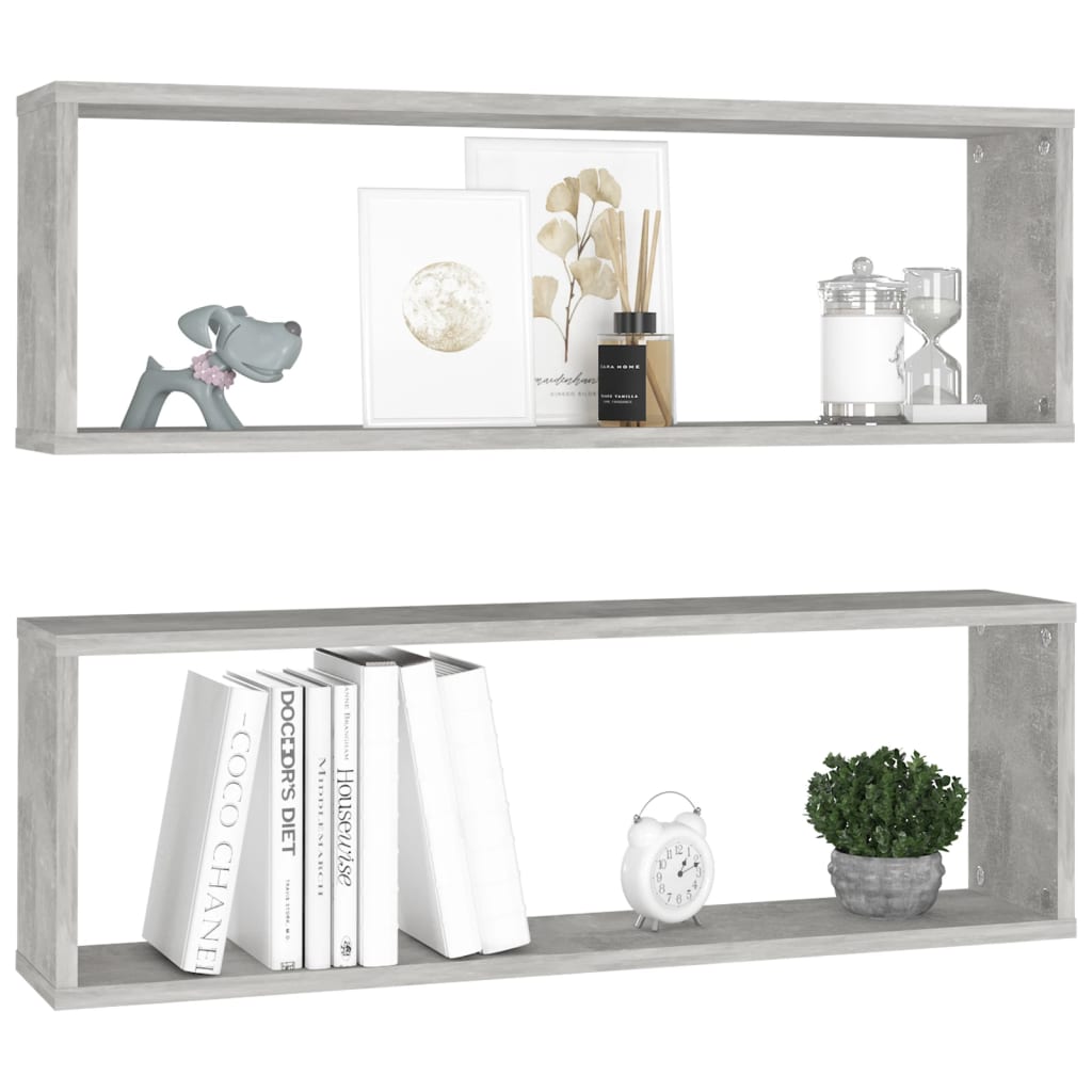 Wandschappen Kubus 80X15X6,5 Cm Spaanplaat Betongrijs 2 80 x 15 x 26.5 cm
