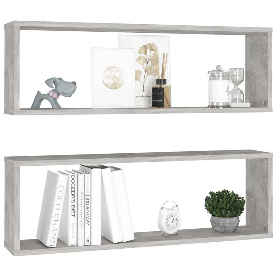 Wandschappen Kubus 80X15X6,5 Cm Spaanplaat Betongrijs 2 80 x 15 x 26.5 cm