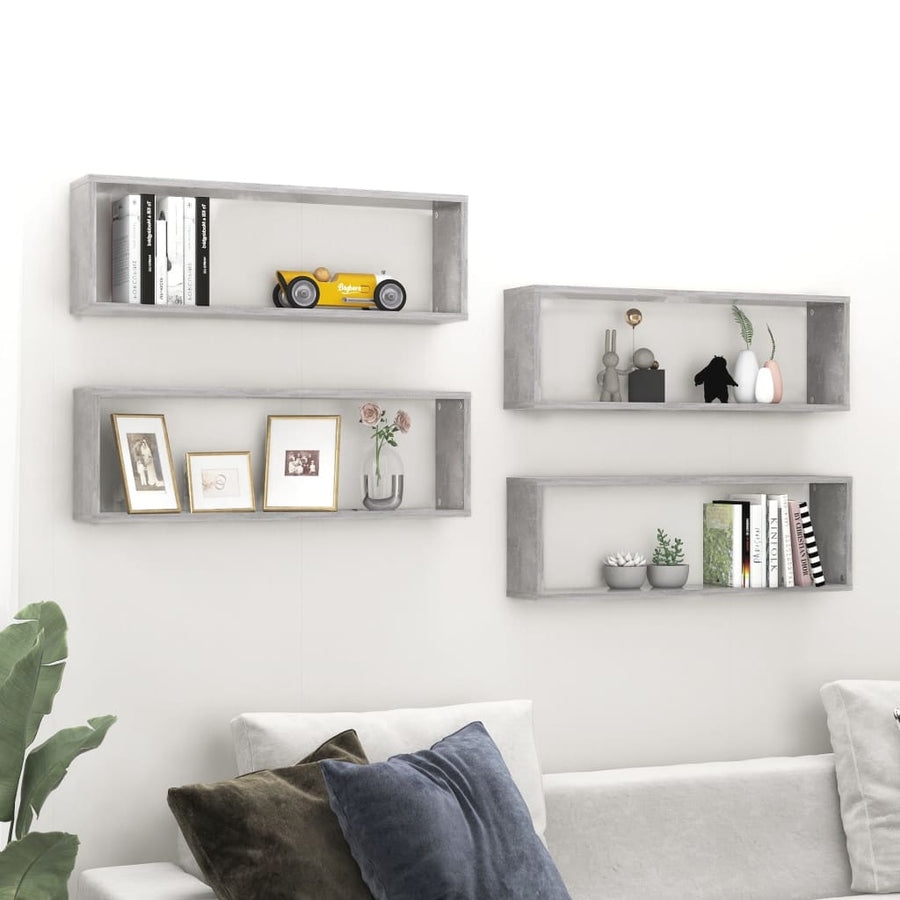 Wandschappen Kubus 80X15X26,5 Cm Spaanplaat Betongrijs 4 80 x 15 x 26.5 cm