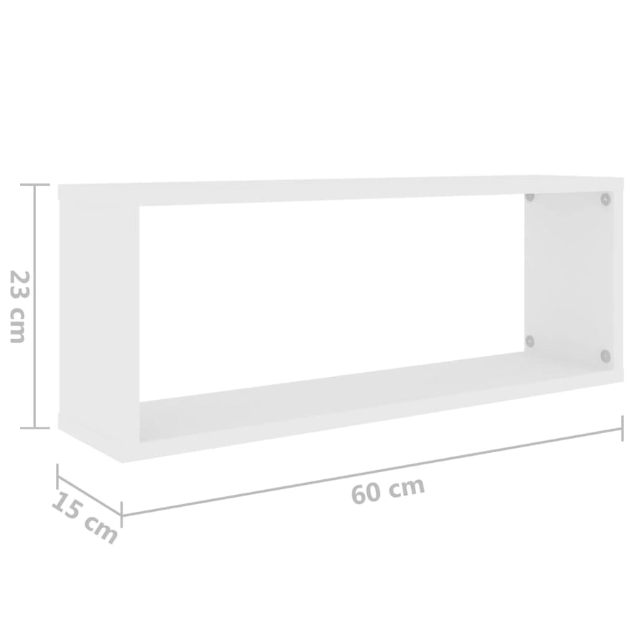 Wandschappen kubus 2 st 60x15x23 cm spaanplaat wit 2 60 x 15 x 23 cm