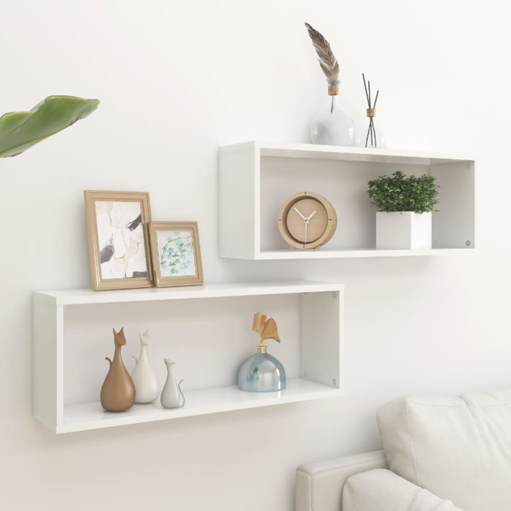 Wandschappen kubus 2 st 60x15x23 cm spaanplaat wit 2 60 x 15 x 23 cm
