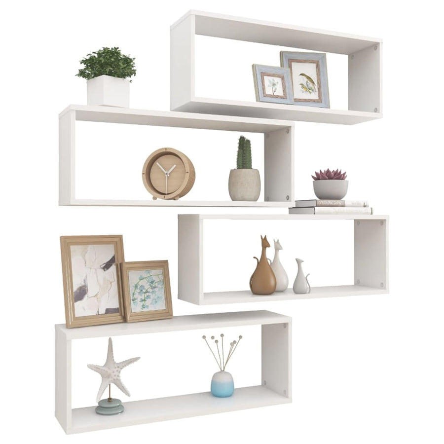 Wandschappen kubus 4 st 60x15x23 cm spaanplaat wit 4 60 x 15 x 23 cm