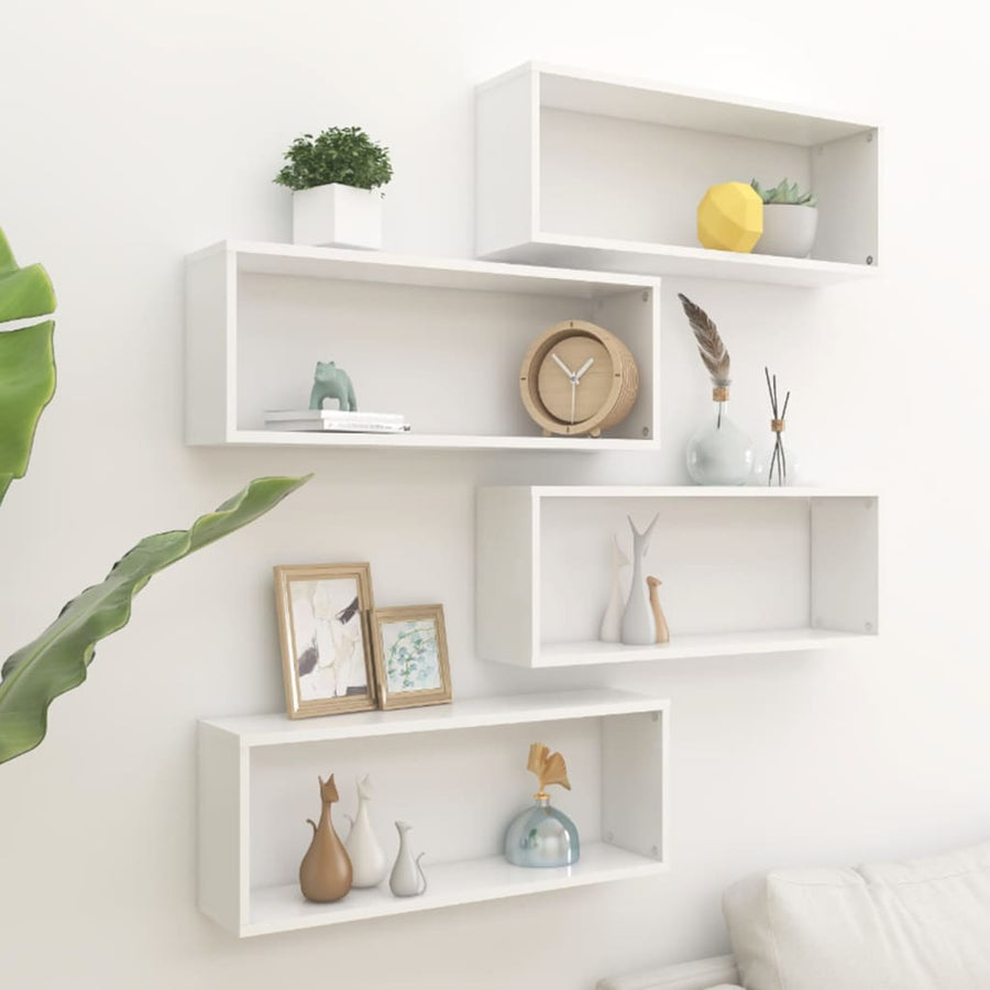 Wandschappen kubus 4 st 60x15x23 cm spaanplaat wit 4 60 x 15 x 23 cm