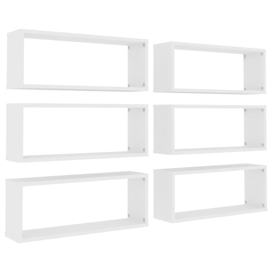 Wandschappen kubus 6 st 60x15x23 cm spaanplaat wit 6 60 x 15 x 23 cm