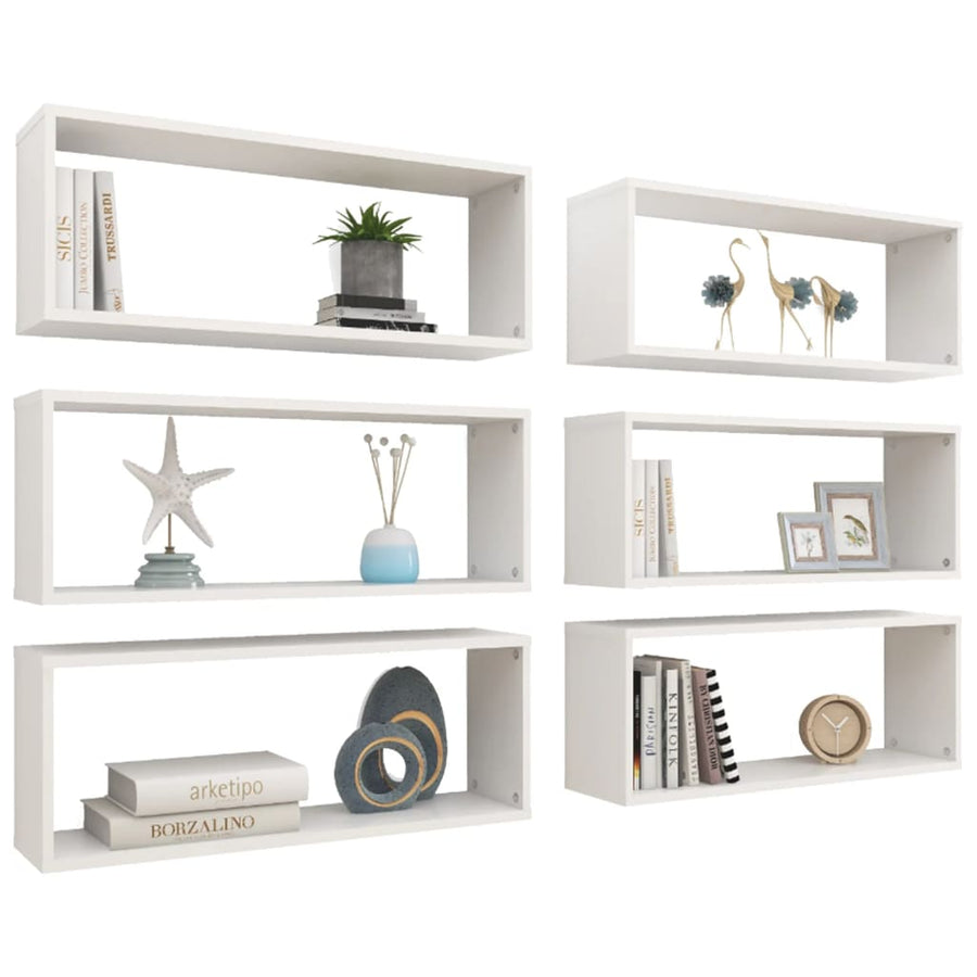 Wandschappen kubus 6 st 60x15x23 cm spaanplaat wit 6 60 x 15 x 23 cm