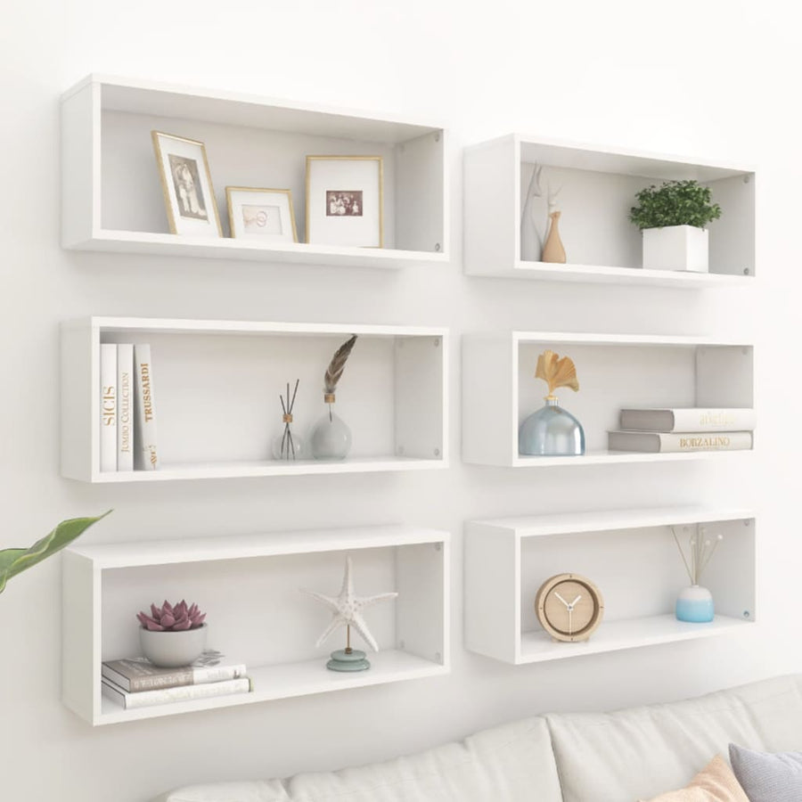 Wandschappen kubus 6 st 60x15x23 cm spaanplaat wit 6 60 x 15 x 23 cm