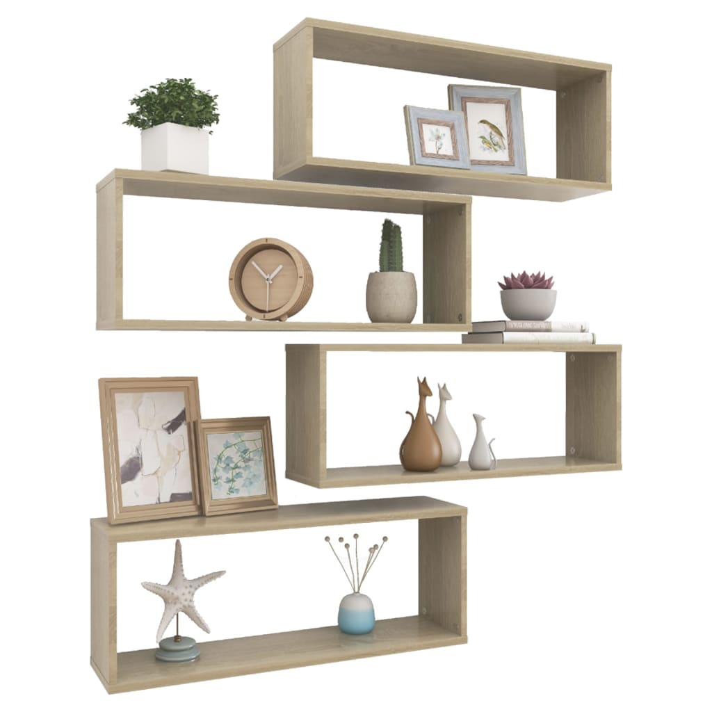 Wandschappen Kubus Spaanplaat Sonoma Eiken 4 60 x 15 x 23 cm