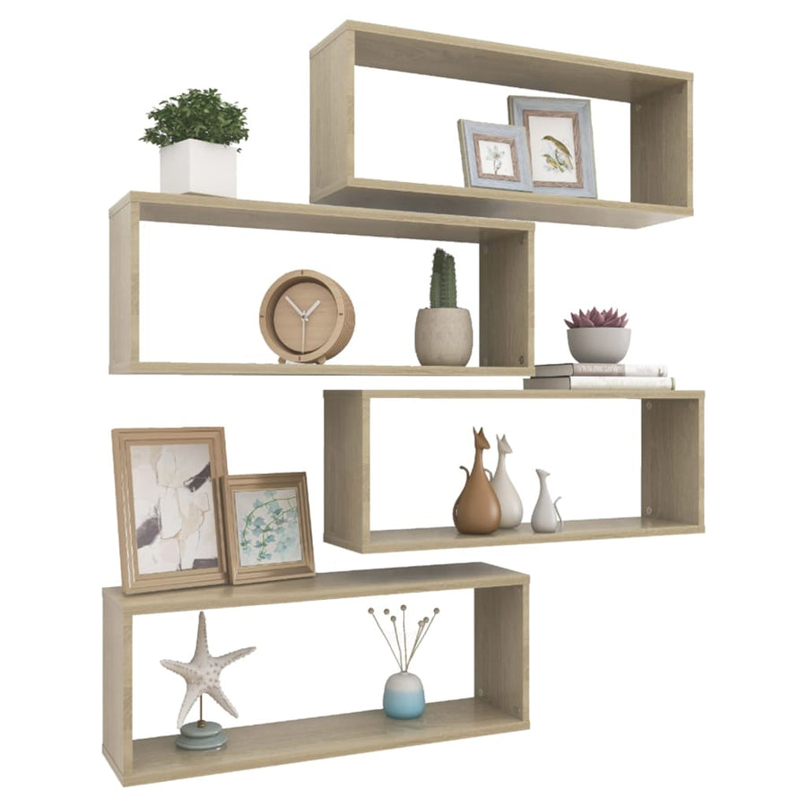 Wandschappen Kubus Spaanplaat Sonoma Eiken 4 60 x 15 x 23 cm